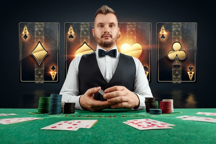Dealer coraltogel membagikan kartu dalam Speed Baccarat dengan kecepatan tinggi